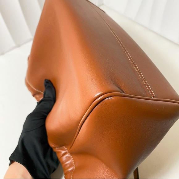 CELINE Triomphe Brown Leather Drawstring Bucket Bag - Picture 8 of 11